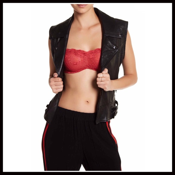 FREE PEOPLE RED LACE BRALETTE BOHO BANDEAU BRA A2C - Picture 3 of 8